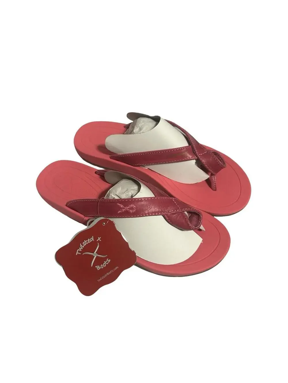Twisted X Women’s Size 9M Pink Comfort Flip Flop Sandals NWT Keychain